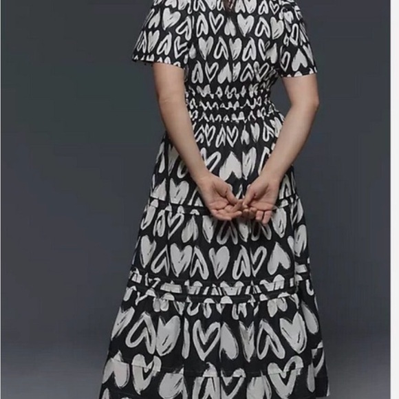 Anthropologie Black and White Heart Maxi Dress - Picture 2 of 4